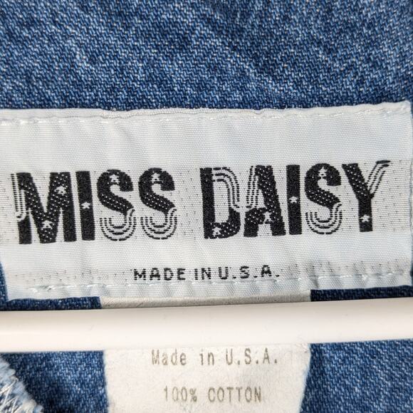 Miss Daisy 6 Made in USA Denim Dress Blue Button Waist 80s Vintage Cotton Midi - Picture 4 of 5